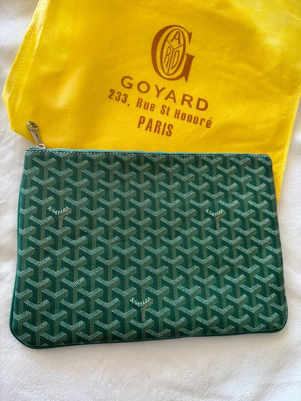 Goyard Green Pouch Clutch with dust bag